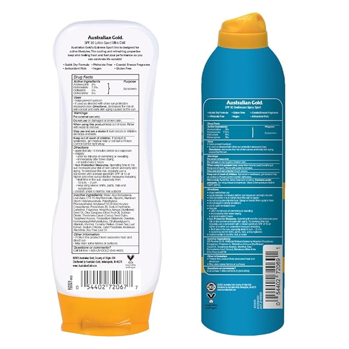 Australian Gold Extreme Sport Sunscreen Lotion SPF 30 & Extreme Sport Continuous Spray Sunscreen SPF 30, Sport Bundle