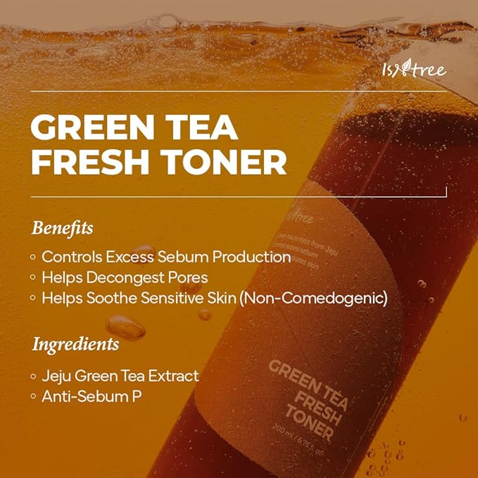ISNTREE Green Tea Fresh Toner 200ml, 6.76 fl oz + Green Tea Fresh Cleanser 120ml, 4.05 fl.oz