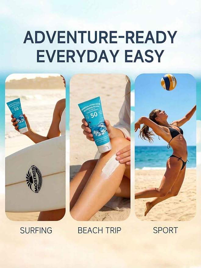 Reef Safe Sunscreen SPF 50, Travel Size Zinc Oxide Mineral Sunscreen, Natural Organic Centella Extract, Lightweight No White Cast, Non-Greasy, For Women & Men, Outdoor Beach Home Office Daily Use