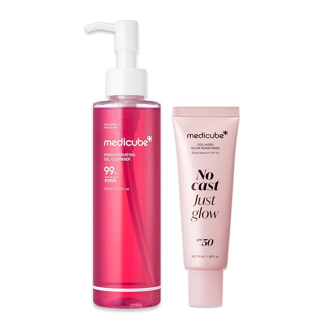 medicube Cleanse & Sun Shield Duo: PDRN Jelly to Foam Cleanser and Collagen Glow Sunscreen Deep Cleansing and Hydration | Hydration Essentials, Winter Skincare