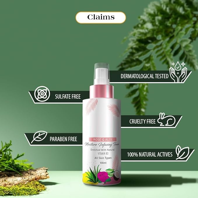 RG Moisture Infusing Face Toner (100 ML) Enriched with Rose, Aloe Vera Extract & Natural Vitamin B3 | Smoothens Skin | Fights Pimples | Tightens Pores | Suitable for All Skin Types