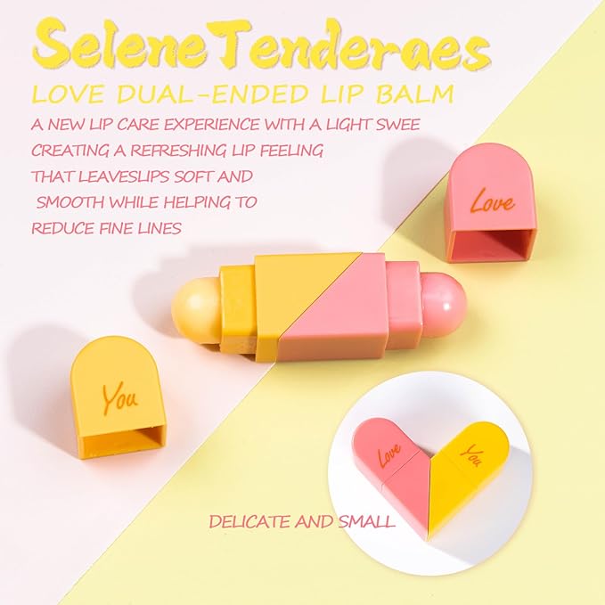 Valentine's Day 2pc Heart Shaped Dual-use Deformable Lip Balm Stick - Honey,One end is colorless, while the other end is pink used as makeup, lipstick Keep Lips Moisturized, Gifts