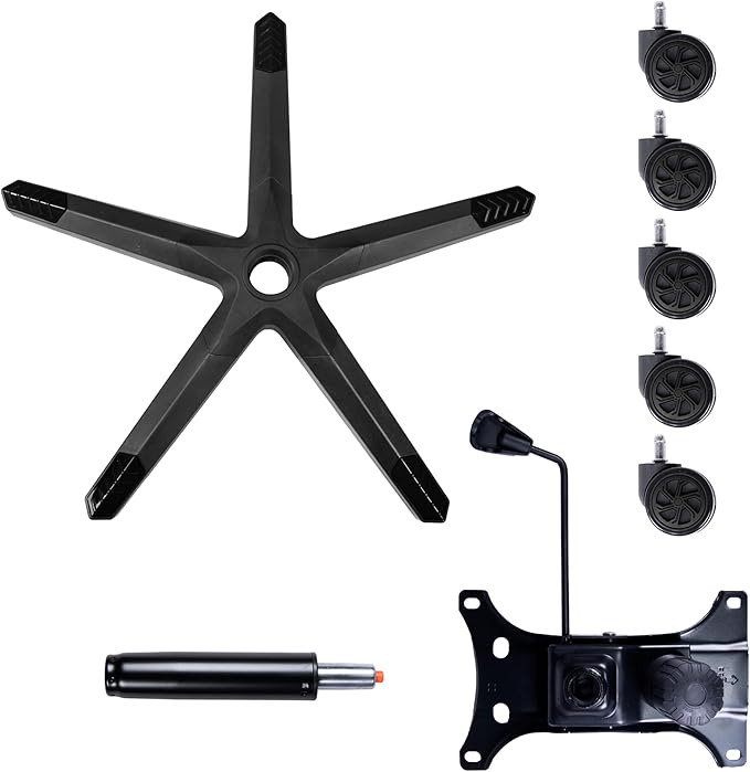 Frassie 28 inch Nylon Gaming Chair Base Replacement with Bottom Plate Stand Cylinder, 5 Casters (Black)