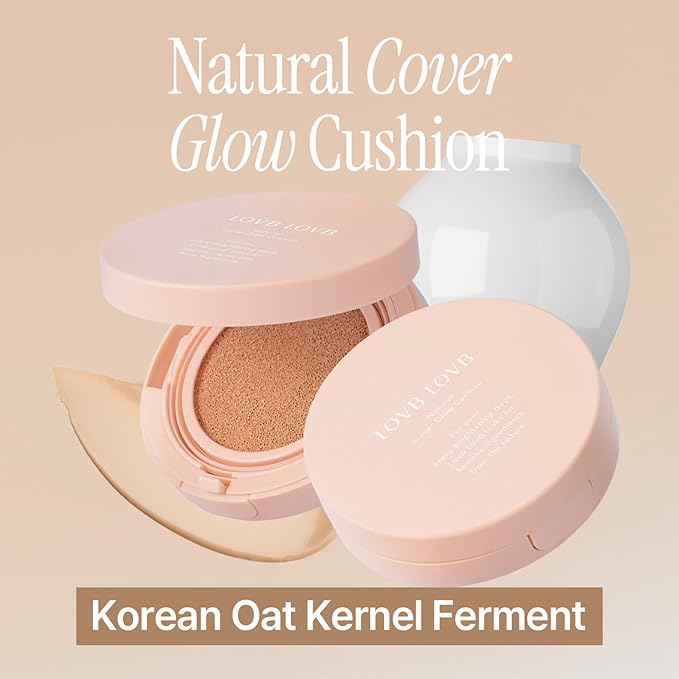 Natural Cover Glow Cushion Foundation | Satin Radiant Finish | Korean Foundation Makeup | Long-Lasting Natural Coverage | for All Skin Types 0.42 oz. (21P Porcelain Ivory)
