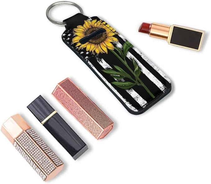 Lipstick Holder Keychain, Cute Keychains for Lip Balm Holder, Neoprene Lipstick Sleeve Pouch for Women Men Teens