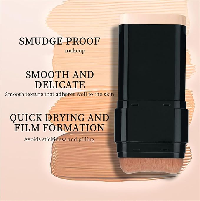 Concealer Foundation Stick, Dual-Ended Eraser Foundation Stick Conceal & Highlight, With Built-In Brush, for All Skin Types (LIGHT SKIN)