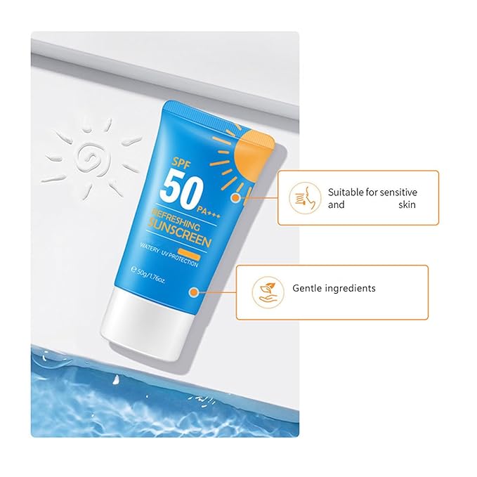Refreshing Sunscreen for Face SPF 50, Korean Sunscreen Lotion for Oily, Sensitive Skin, Broad Spectrum UVA/UVB, Non-Greasy & Water Resistant (3pc)