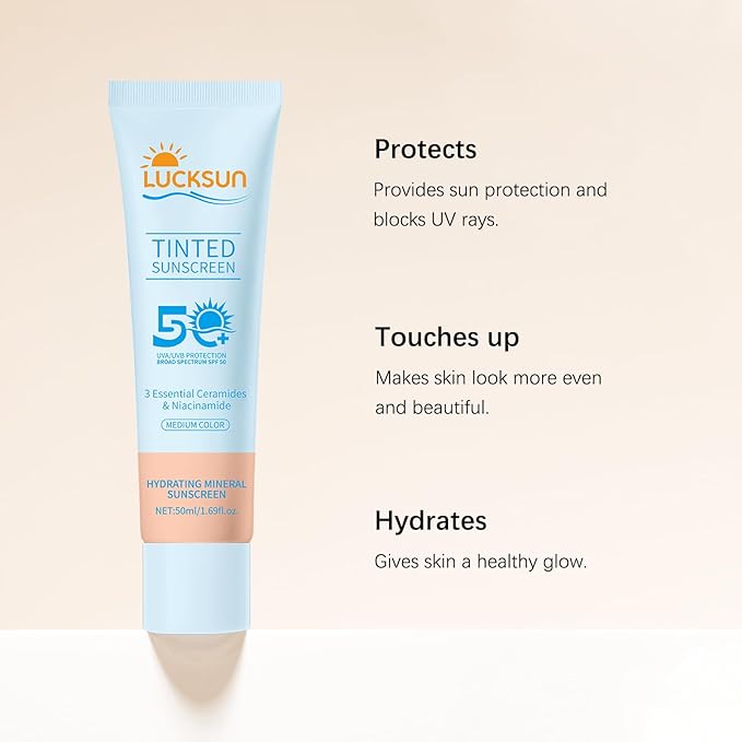 Tinted Sunscreen for Face, SPF 50 2 Pack - Face Sunscreen Lotion,UV Defense, Moisturizing, Travel Size, Medium (50ML)