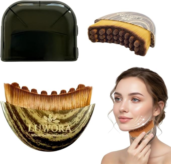 Lymphatic Contour Face Brush – Lymphatic Drainage Massager for Face, Chin & Jawline Sculpting, Dry Brushing Tool to Reduce Puffiness, Improve Circulation & Skin Glow