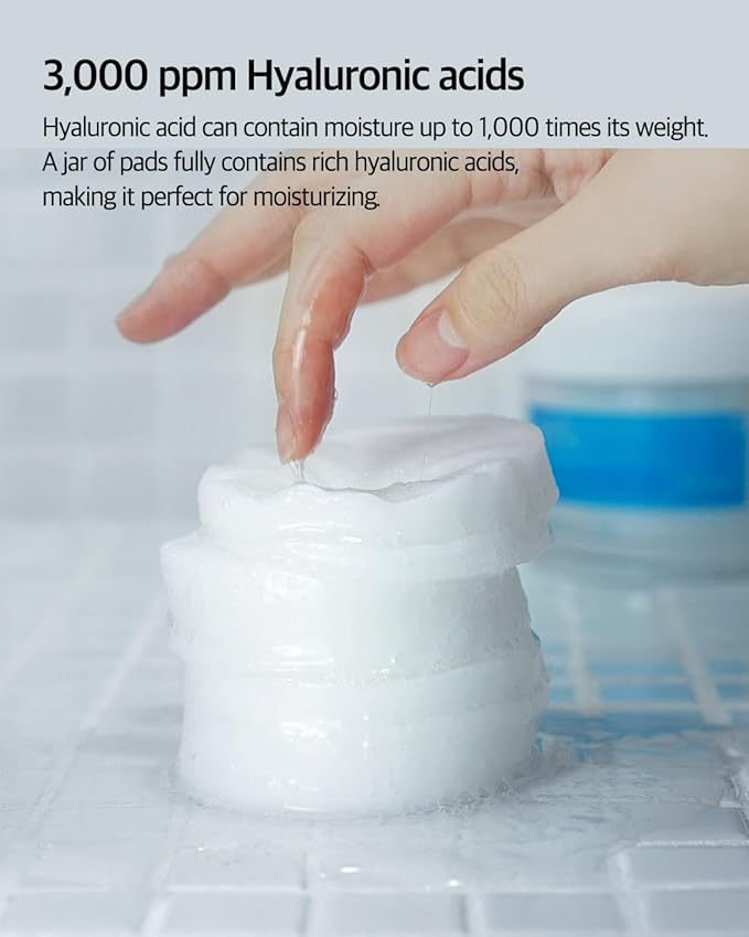 Hyaluronic Acid 3,000 Ampoule Pad | intense moisturizing hydrating toner pad mask for dry skin, skin firming elasticity & pore tightening | Korean Skincare for sensitive skin (70 pads)
