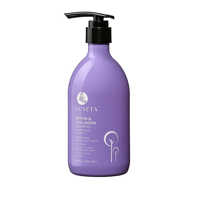 Luseta Biotin and Collagen Hair Growth Shampoo - 16.9oz, Hair Loss & Thickening Shampoo for Men & Women, Vitamin B7 & Argan Oil, Sulfate & Paraben Free