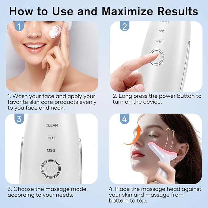 LATME Facial Massager,Neck Face Massager Tool,3 Mode Massage with Heat,Portable Beauty Instrument for Skin Care Women Gift
