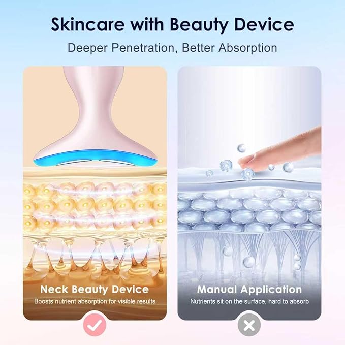 Neck Massager — Portable Facial/Neck Massager with Constant Temperature Heat Therapy and Vibration Massage. USB Rechargeable, Three Adjustable speeds. Relieves Fatigue and aids in Skincare Absorption