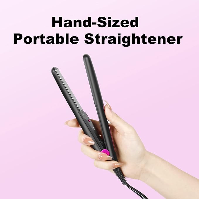 Mini Hair Straightener, Mini Flat Iron for Short Hair and Bangs, 0.7 Inch Small Flat Iron for Travel