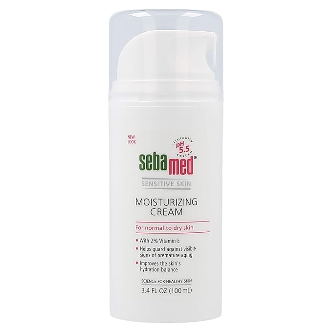 SEBAMED Moisturizing Face Cream with Pump for Sensitive Skin Antioxidant pH 5.5 Vitamin E Hypoallergenic 3.4 Fluid Ounces (100mL) Ultra Hydrating Dermatologist Recommended Moisturizer