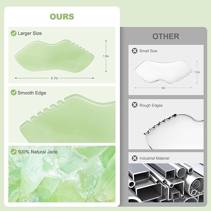 2PCS Jade Stone Gua Sha Set Face Massager Jade Facial Tools Body Lymphatic Drainage Massager, Guasha Face Sculpting Tool Skin Care Valentine's Day Gifts for Women Gua Sha Sculpting for Tighten Skin
