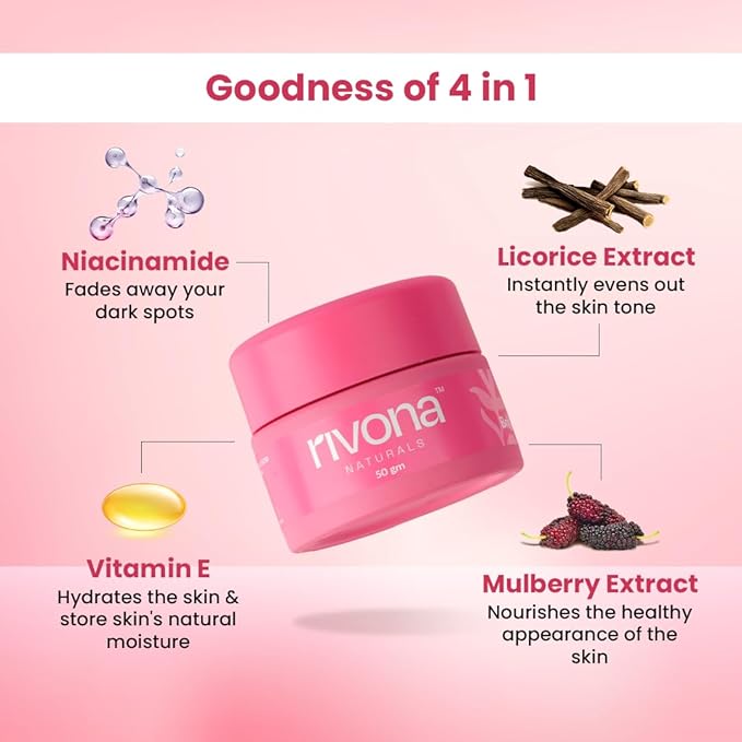 RIVONA NATURALS Bright Pink cream tinted moisturizer - BB cream with Niacinamide and Alpha Arbutin - Light Sheer coverage for healthy glow, oil free 1.7 Oz