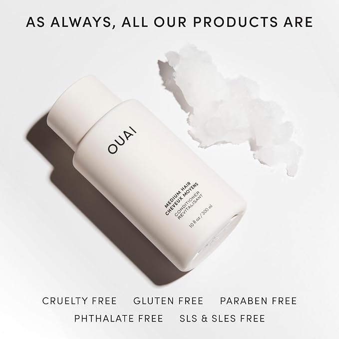 OUAI Medium Conditioner Travel Size - Hydrating Hair Conditioner with Coconut Oil, Babassu Oil, and Keratin - Strengthens, Repairs and Adds Shine - Paraben and Phthalate Free Hair Care Products (3 Oz)