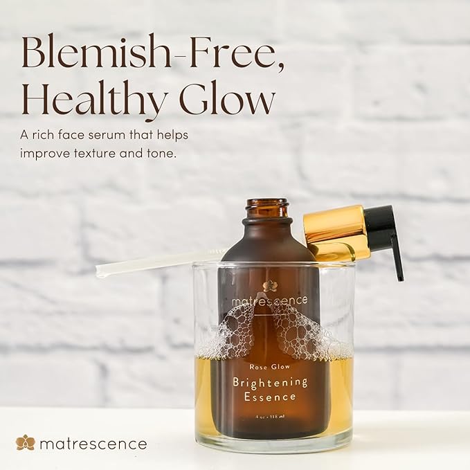 Matrescence Rose Glow Brightening Essence Face Serum & Toner (4oz/118ml) | Spa-Quality Facial Treatment | Pregnancy-Safe Skincare Made for Mom | Daily for Hormonal Skin