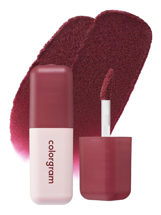 COLORGRAM NUDE BLUR TINT 12 BLOODY PLUM | K-Beauty Makeup, Soft-Focus Matte Lip Stain, 2-in-1 Lip & Cheek | Lightweight Blurring Tint for a Smooth & Airbrushed Finish, Non-Sticky Formula