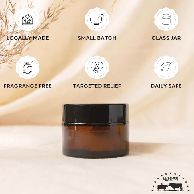 Untamed Organics Pure Tallow 100% Grass-Fed Grass-Finished Beef Tallow Balm For Skin Care - Full Body & Face Moisturizer For Sensitive Skin, Eczema - All-Purpose Pure Tallow Cream (Unscented) 2 oz