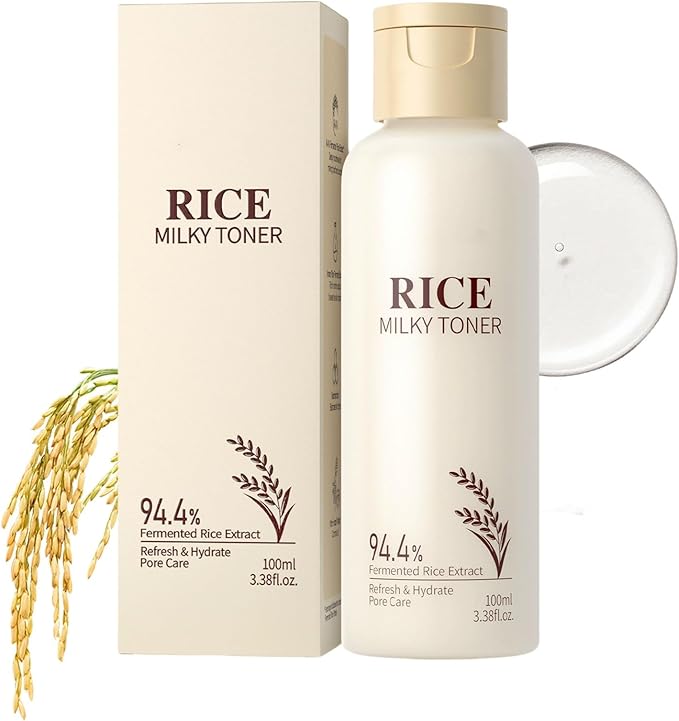 Rice Toner for Face with Rice Extract, Lightweight Facial Moisturizer for Dry Skin, Deep Moisturizing Strengthen Skin Minimize Pores for All Skin Types- 100ml