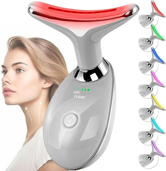 Facial Massager Face and Neck, Face 𝖲 culpting Wand with 7 Color Red (Grey)