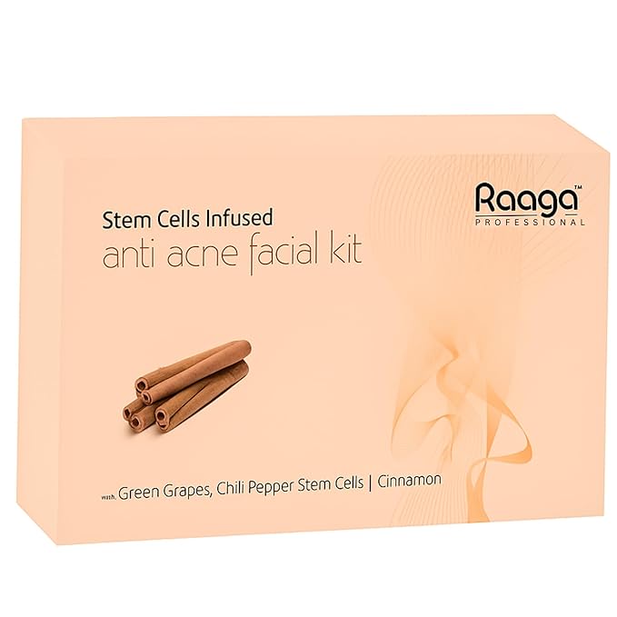 Raaga Professional Anti Acne Single Use Facial Kit | 6-Step Skincare Set At Home | Includes Cleanser, Scrub, Toner, Serum, Massage Cream & Face Mask | Hydrates Skin | 61g/2.15 Oz