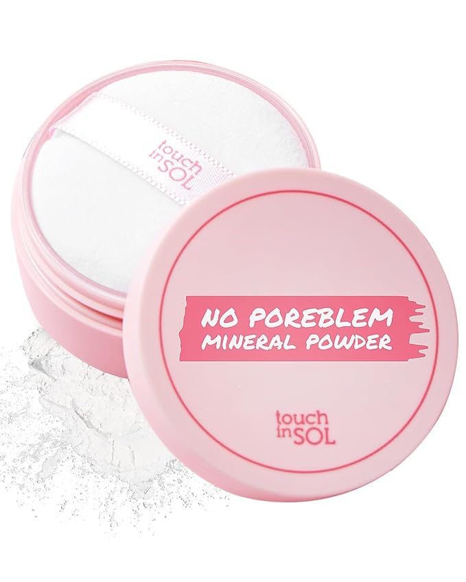 TOUCH IN SOL No Poreblem Mineral Powder – No Sebum Setting Powder for Oily Skin, Oil Control Blurring Finish, Translucent Korean Makeup, K-Beauty Essential (0.17 oz)