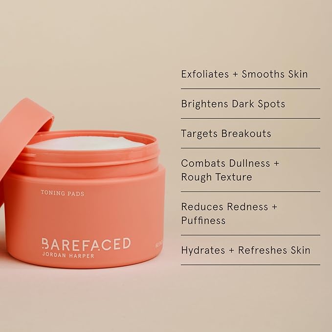 Barefaced Year-Round Essentials Bundle - Toning Pads, Tinted SPF, Sheer SPF, & Overachiever - Exfoliate, Renew, & Protect Skin Every Season