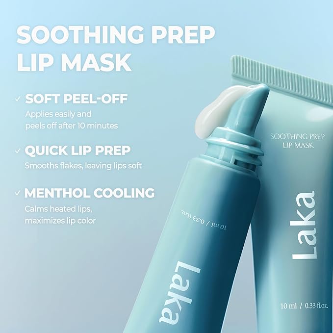 Laka Soothing Prep Lip Mask, Cooling Peel Off Korean Lip Mask, Gentle Exfoliator for Lips, Hygienic & Easy Application, Daily Lip Care, K-Beauty, 0.33 fl.oz
