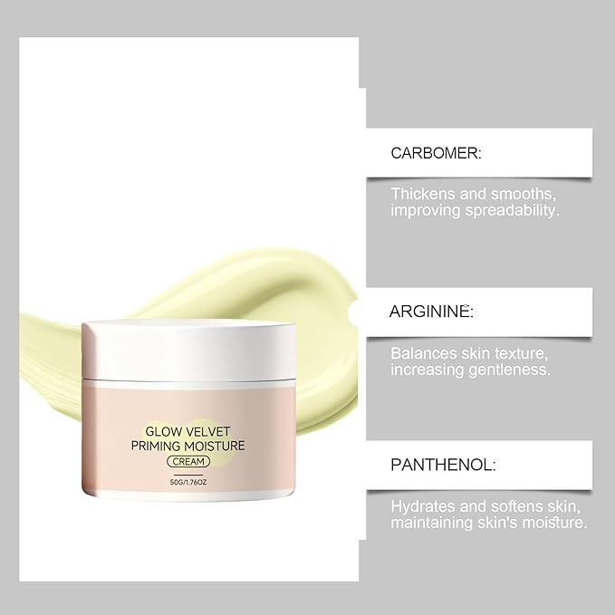 Glow Velvet Priming Moisture Cream - Pore Blurring Makeup Gripping Primer with Hydrating Glow Velvet Texture, All-Day Lock for Daily & Special Events, Korean Skin Care for All Skin Types (1PC)