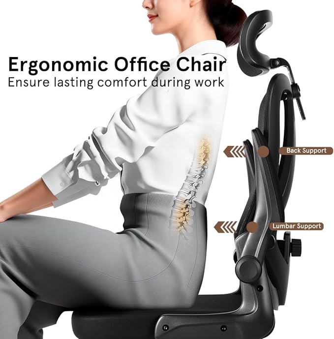 Ergonomic Office Chair, 400 LBS Office Chair Computer Rolling Comfortable Gaming Mesh Office Chair with Adjustable Lumbar Support High Back Desk Chair for Home Work (Lower)
