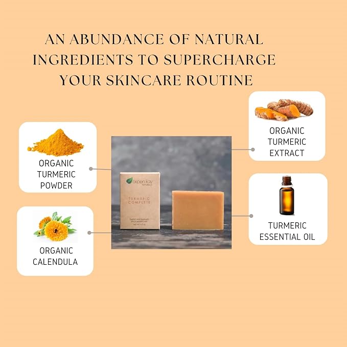 Aspen Kay Naturals Turmeric Soap for Face & Body - With Organic Shea Butter, Chamomile & Calendula - Gentle Turmeric Face Wash, All Skin Types, Made in USA (3 pack)