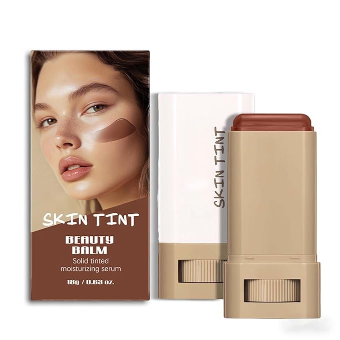 Tinted Moisturizer Stick - Foundation & Serum Hybrid for a Natural, Healthy-Looking Glow, Hydrating Skin Tint Balm with Buildable Coverage, Ideal for Mature & Dry Skin Types (# 02, 0.63 oz)