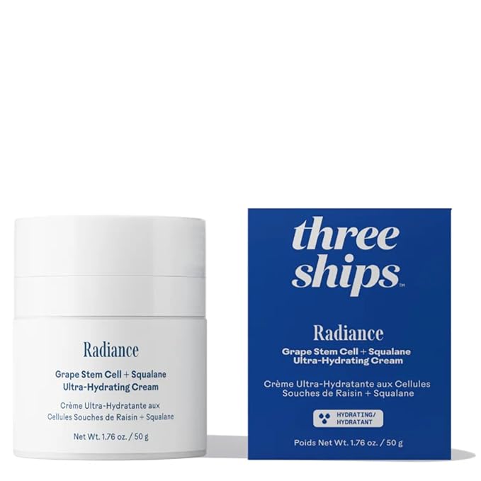 Three Ships - Radiance Grape Stem Cell + Squalane Ultra-Hydrating Cream | Hydrate, Soften, Replenish Skin | Cruelty-Free, Vegan, Paraben-Free, Sensitive Skin Safe (1.76 oz | 50 g)