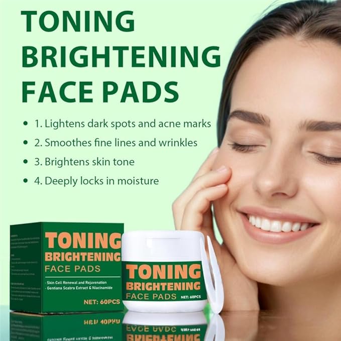 Toning Brightening Face Pads with Clip, Hydrating Facial Pad for Even-Looking Skin Tone & Daily Radiance Care 120 Pieces