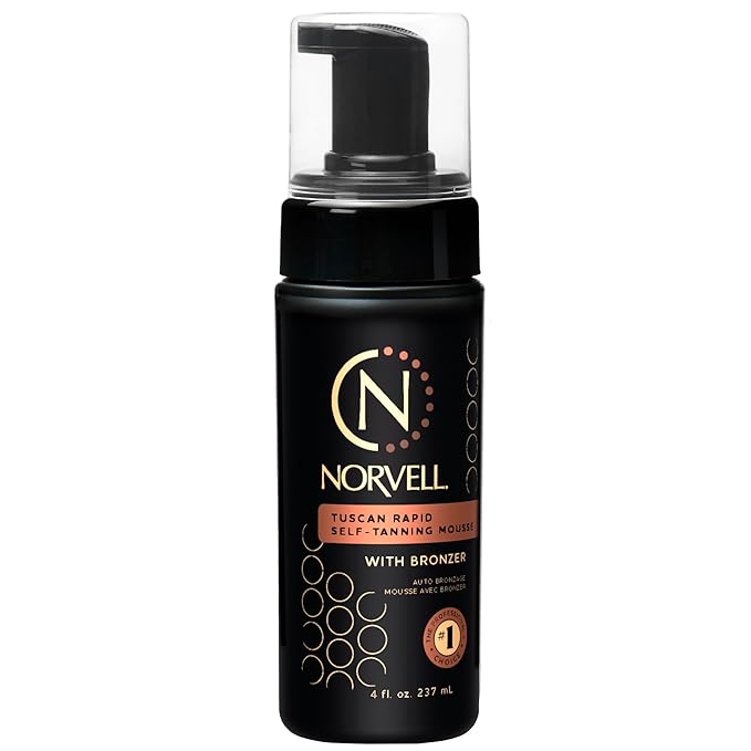 Norvell Tuscan Rapid Self Tanner Mousse 4 fl oz with Bronzer, Coconut Paradise Scent – Self Tanning Foam for a Natural Sun Kissed Glow – Anti Aging Sunless Tanner Foam for Smooth, Radiant Skin