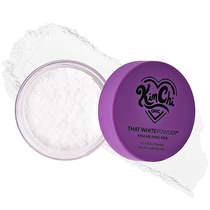 KimChiChic Beauty Mini Me That White Powder Set and Bake Mattifying Setting Powder for Makeup, Soft Natural Face Makeup Helps Minimize the Appearance of Fine Lines, 0.17 oz, White