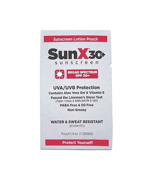CoreTeX 91664 SunX Sunscreen Lotion Pouch, SPF 30, 0.25, .25 O, White (Pack of 100)