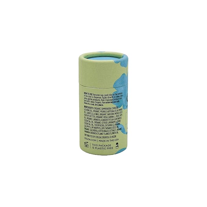 Erleia Solid Face Balm, Anti-Aging Facial Moisturizer, Vegan Cruelty-Free Plastic-Free, Travel-Friendly Skincare, Sustainably Sourced Ingredients
