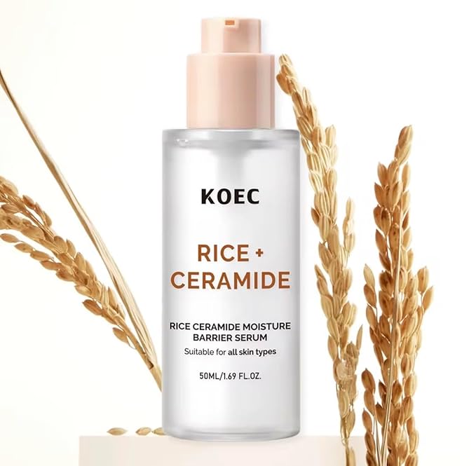Rice + Ceramide Korean Skincare Set – Hydrating & Brightening Glass Skin Routine with Toner, Serum, Cleansing Powder & Hydrating Milk – Barrier Repair & Deep Moisture – All Skin Types