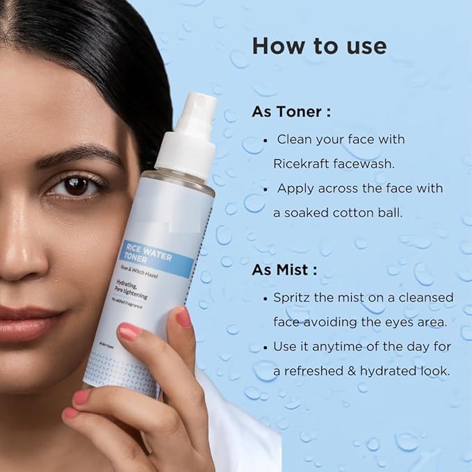 SH Refreshing Rice Water Toner | Korean Face Toner Plus Mist for Glowing Skin| Hydrating and Pore Tightening| for Men and Women| All Skin Types |100ml