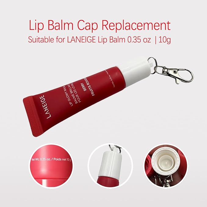 4 PSC Keychain Cap Compatible with LANEIGE 0.35oz Lip Balm,Portable Holder Keychain Cap