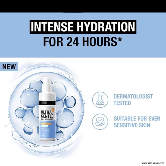 Daily Moisturiser Ultra Gentle SPF 15 | UVA & UVB Protection | Parabens Free | Fragrance Free | Dry & Sensitive Skin | 100ml