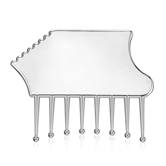 Stainless Steel Gua Sha Facial Tools Metal Guasha Portable Scalp Massager Comb Body And Face Gua Sha Sculpting For Head Neck Legs Arms Body Treatment