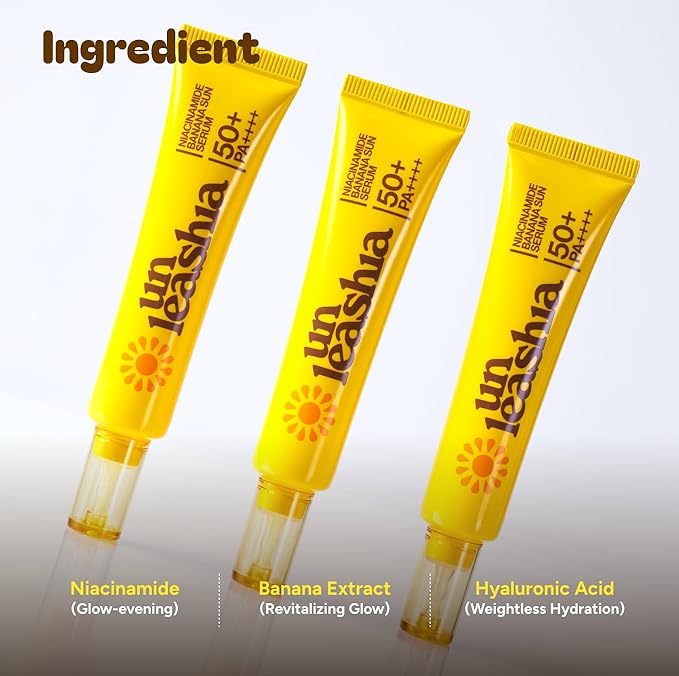 Unleashia Niacinamide Banana Sun Serum | Brightening & Hydrating SPF | #Skincare #Cosmetics #Serum #SunSerum #Sunscreen #Niacinamide #Banana #KBeauty