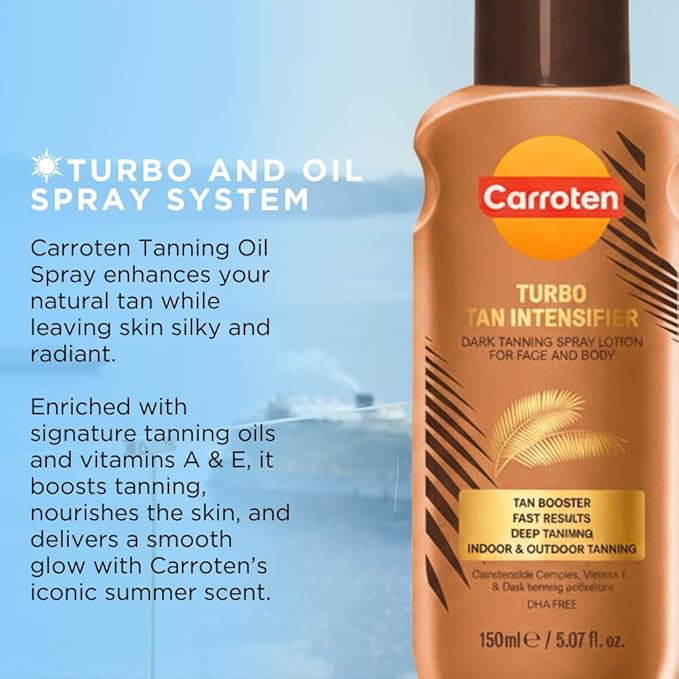 Carroten Turbo Tan Intensifier + Intensive Tanning Oil | Tanning System for Long-Lasting Results | Browning Tan Accelerator | Carrot & Coconut Oil + Vitamins A+E | Made in Greece | 5 oz + 6.7 oz