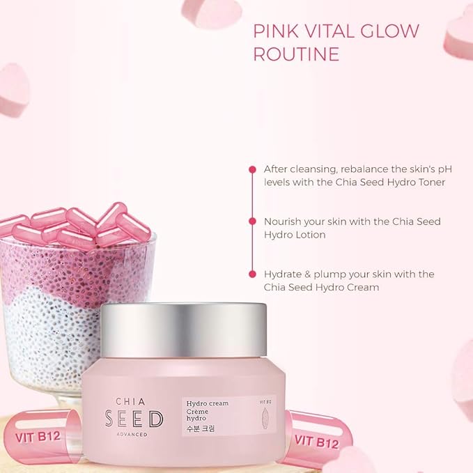 The Face Shop Chia Seed Advanced Hydro Cream | Concentrated Gel Type Hydrating Cream with Instant Cooling Effect | Formulated for Intense, Upgraded & Hydrating Care, 1.76 Fl Oz