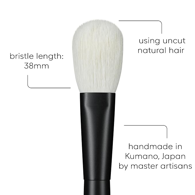 rephr brush 05 - Natural Goat Hair Makeup Brush for Blush, Highlighter & Bronzer and Finishing Powder - (38mm Bristles) Handmade in Kumano, Japan